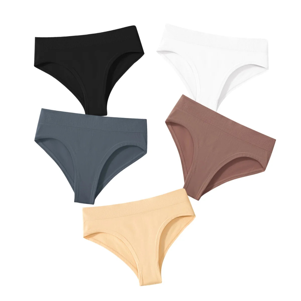 5Pcs/Set Briefs High Rise Panty Women Panties Female Underpants Solid Color Seamless Underwear S-XXXL Sexy Lingerie Intimates