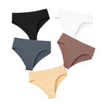 5Pcs/Set Briefs High Rise Panty Women Panties Female Underpants Solid Color Seamless Underwear S-XXXL Sexy Lingerie Intimates