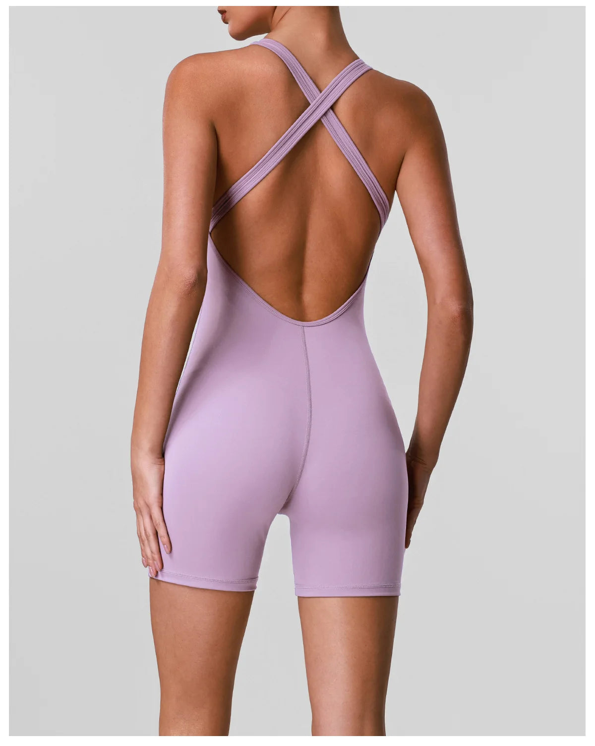 Cross Back V-neck Short Yoga Jumpsuit Women Quick Drying Solid Sleeveless Sports One Piece Suit Outdoor Recreation Bodysuits