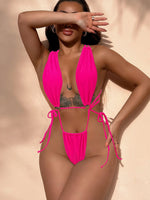 DEKA Women's New Thong One-piece Swimsuit Sexy Tight Backless Lace-up Swimsuit Brazilian Beach Swimsuit Extreme Micro Bikini