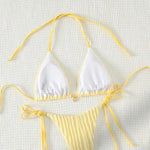 Sexy White Bikini 2025 Women Halter Lace Push Up Metal Designer Micro Swimsuit Brazilian Bathing Suit Tie Side Thong Swimwear