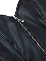 Zipper bone dress sexy chest support abdomen corset European and American court body shaping PU smooth tight bodice