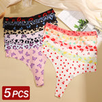 5Pcs Women G-string Seamless Sweet Fruit Thongs Low-waist Panties Ladies Soft Cute Thongs Female S-XL T-Back Panties Underwear