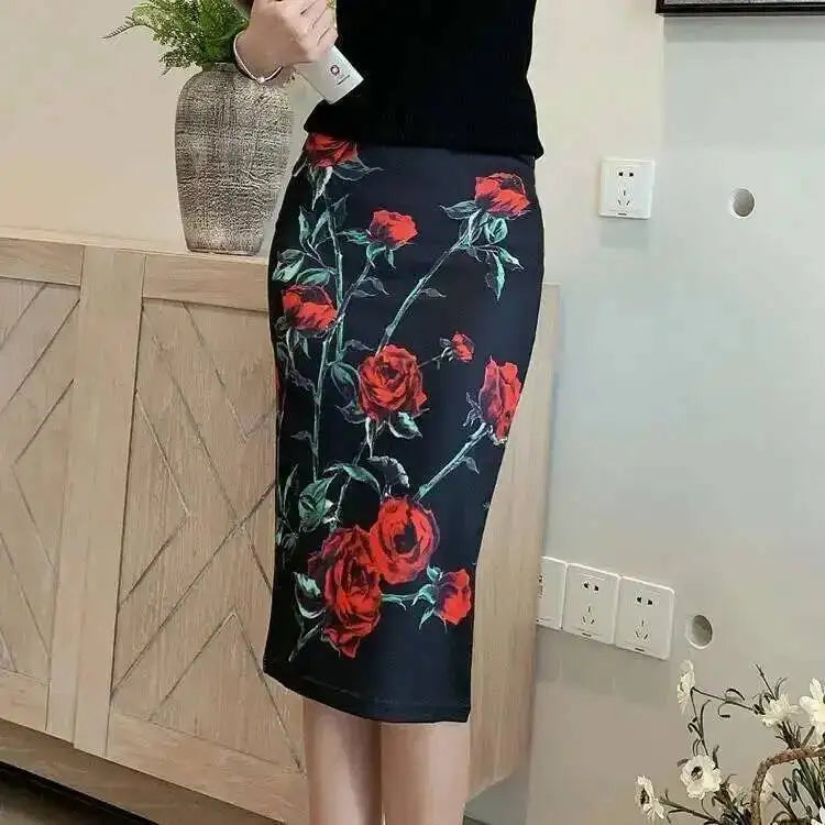 Spring Summer Women Y2K High Waist Midi Pencil Chiffon Skirts Slim Bodycon Vintage Hip Raise Korean Fashion Clothes UOV5
