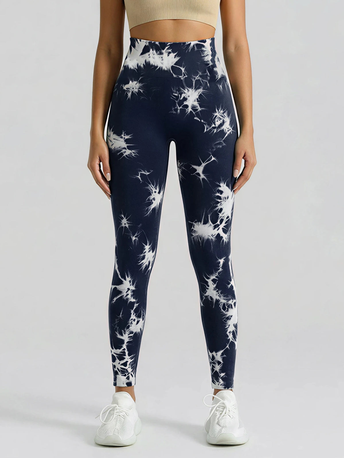 Boho Tie Dye High Waist Knit Elastic Fitness Yoga Tights Butt Lifting Workout Pants for Women
