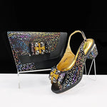 Doershow Italian green Shoes And Bag Sets For Evening Party With Stones Italian Leather Handbags Match Bags!1-1