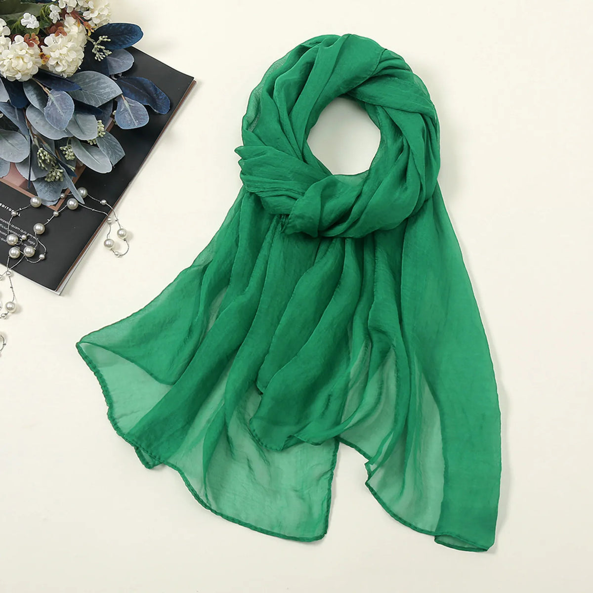 Solid Color Chiffon Scarf Fashionable Lightweight Neck Scarf For Women Summer Neck Sun Protection Silk Scarf Shawl 170*70cm