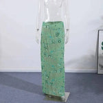 Sexy Beading Sequined Long Skirt Women Solid Low Waist Slim Straight Skirts Female Summer Lady Chic Beach Vacation Clothes JO6M