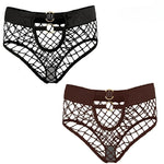 2pcs Sexy Women's Panties BriefsElasticity Underwear Mid Waist Fishnet Lingerie Ladies Hollow Out Transparent Underpants