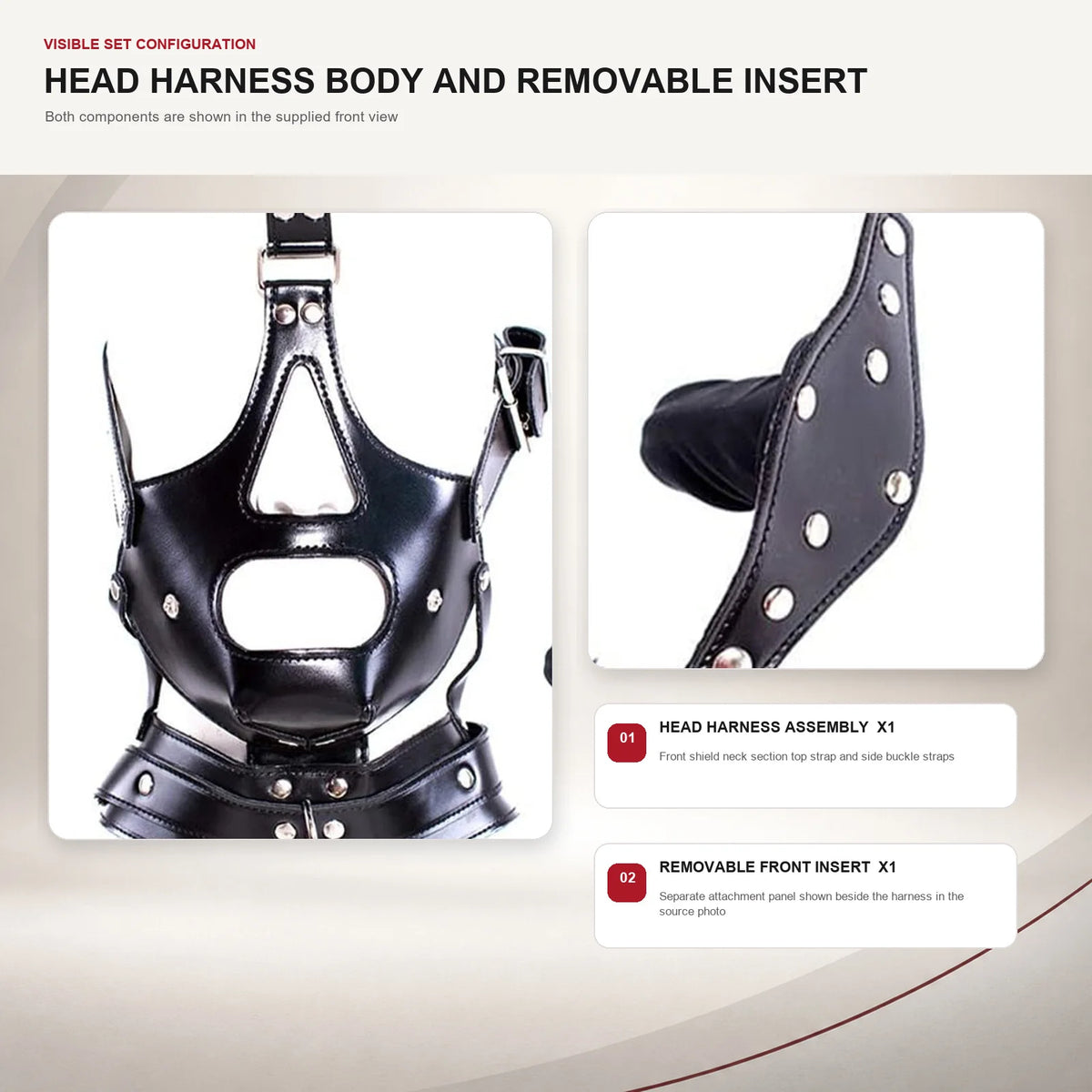 Adjustable Head Harness Dildo Gag Mask BDSM Mouth Restraint Removable Insert Buckle Straps for Adult Couples Role Play Toy Kit