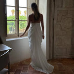 FDYOUI 2026 Summer Backless Ruched White Long Maxi Dress for Woman Elegant Sexy Halter Sleeveless Loose Evening Party Dresses