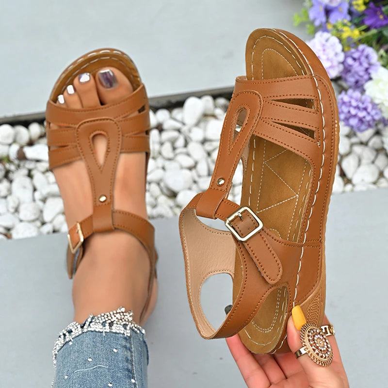 2025 Summer Women Wedge Sandals Lightweight Ankle Buckle Platform Gladiator Sandals Woman Peep Toe Non Slip Beach Sandles 36-43