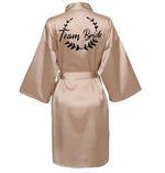 Wedding Party Team Bride Robe With Black Letters Kimono Satin Pajamas Bridesmaid Bathrobe SP021