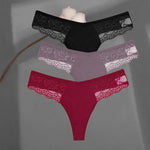 3Pcs/set Cotton Thongs Lace Bikini Underpants Women S-XL T-Back Underwear Ladies G-string Soft Thong Panties Female Lingerie New