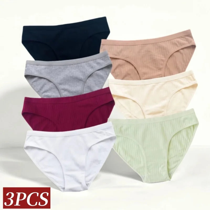 3Pcs/Set Cotton Panties Women Briefs Sexy Female Underpants Solid Pantys Seamless Underwear M-XL Panties Soft Lingerie Intimates