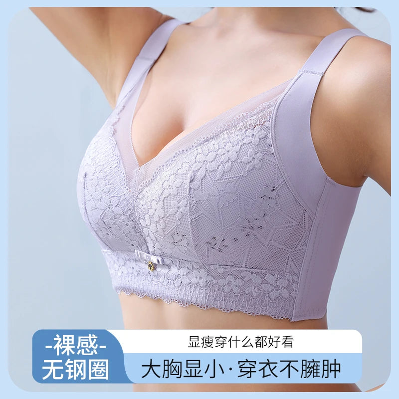 Spring And Summer New Five-breasted Thin Hole Cup Breathable Bra Without Underwire, Breast-proof Sagging Underwear Looks Thin Bh