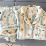Plus Size Fluffy Winter Pajamas Women's Home Clothes Set Thickened Warmth Sleepwear with Running Dogs Design Cozy Indoor Suit