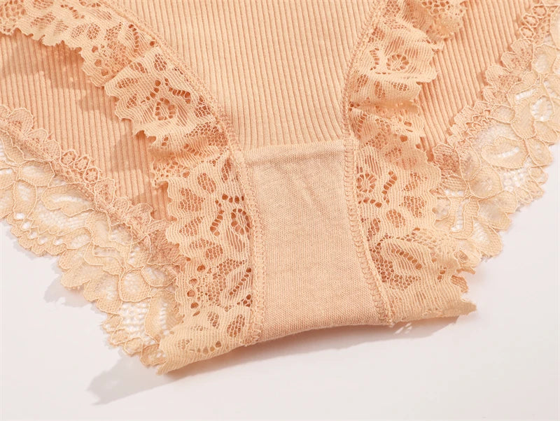 3Pcs Sexy Cotton Lace Panty Women Low Waist Panties Underwear S-XL Solid Color Ladies Briefs Lingere Underware Comfortable Women