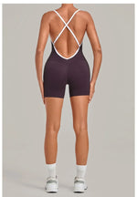 Women's Seamless Yoga Jumpsuits Fitness Sports Gym Hip-lifting Sleeveless One-piece Backless Workout Training Shorts Jumpsuit