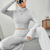 Stand Collar Navel T-shirt and Trumpet pants