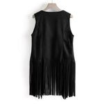 Open Front Tassel Cardigan Women's Fringe Vest Retro Sleeveless Jacket Cowgirl Western Outfits Outerwear