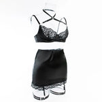 Toucheart Sexy Lingerie Set for Women Mesh Perspective Bra Set Lace Lace Splicing Sexy Hip-pack Skirt Sexy Underwear Garters Set