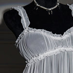 White Sexy Lingerie Women's Underwear Mesh See Through Babydoll Nightdress And Thongs Pijamas Sets Female Erotic Costumes