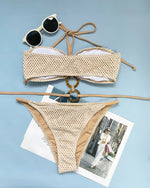 DEKA Women Triangle Bikini Set New Push Up Lace-Up Mini Micro Sexy Fishnet Swimsuit Halter Bandage Swimwear Bathing Suit