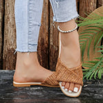 Women Open Toe Weave Slippers Ladies Outdoor Soft SoleFlats 2026 New Summer