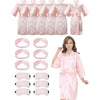 6 Pack Girl Birthday Squad Spa Party Robes with Eye Masks Headband for Slumber Wedding Bridal Flower girl