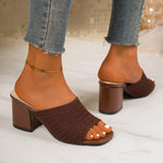 Plus-size Women's Kitten Heel Sandals and Slippers Summer New Flying Weave Fashion Flip-flops