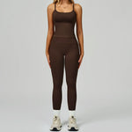 2 Pieces Women's Seamless Yoga Set Fitness Running Sports Set Slim Fit High Waist Beautiful Back Tracksuit