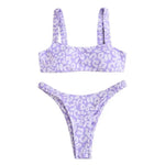 2 Pcs/Set Lady Swimwear Set Leopard Print Quick Dry Women Bathing Suit Slim Fit Wireless Summer Bikini Set For Beach