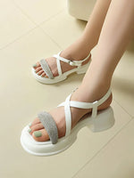 Summer High Heel Sandals Women's Outdoor Wear Thick Bottom Lightweight Trendy Small Size Beach Shoes Korean Style Footwear