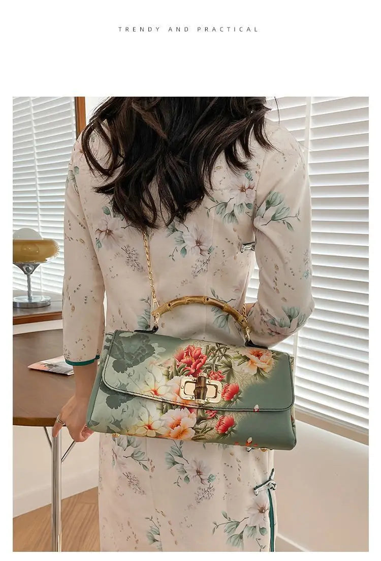 Vintage Bamboo Top Handle Bag Classic Mother Chic Lady Bags Women Shoulder Crossbody Bag Chain Bags Women's Handbags Purses