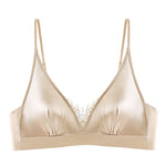 French Elegant Bra Lingerie Wirefree Bra Luxury Satin Bralette for Small Chest Summer Thin Lace Bra Elegant Comfort Bralette