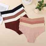 3Pcs/Set Women Seamless Low Rise Bikini Panties Ice Silk Fabric Briefs No Show Underpants Invisible Panties Sexy Lingerie XS-XL