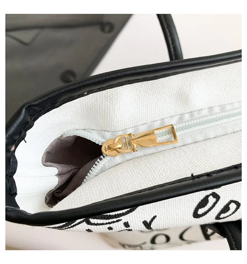 Large Capacity Printed Tote Bag, Fashion and Versatile Casual Single Shoulder Handbag with Pendant, College Style Women's Bags