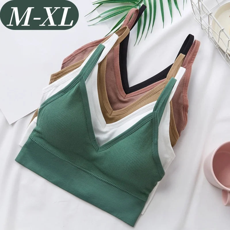 Women's Crop Top Ribbed Tube Top U-Back Comfort Bra Streetwear Camis Sexy Lingerie Seamless Underwear Sports Tank Bralette M-XL
