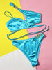 Solid Color High Waist Swimsuit for Women 2026 2-Piece Bikini Sexy Cross V-neck Suspender Backless Bathing Suit Beach Swimwear