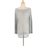 Long Sleeve Hollow Out Top Crochet Knitted Tunic Beach Cover Up Cover-ups Beach Dress Beach Wear Beachwear Female Women V4250