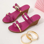 Ladies Summer Fashion Open Toe Narrow Strap Designer Womens Shoes Casual Leather Thick Sole Wedge Women's Sandals Large Size