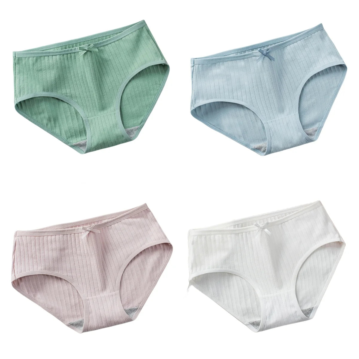 4Pcs/Set Women Cotton Panties Low Waist Briefs Breathable Comfort Underwear Sexy Lingerie Solid Color Underpants Intimates M-XL