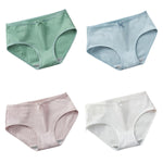 4Pcs/Set Women Cotton Panties Low Waist Briefs Breathable Comfort Underwear Sexy Lingerie Solid Color Underpants Intimates M-XL