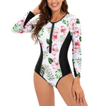 2025 New Patchwork Long Sleeve One Piece Swimsuit Women Swimwear Monokini Bathing Suit Female Bodysuit Surfing Swim Wear Beach