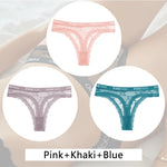 3Pcs/set Lace Thongs Women Floral G-string Underwear Trendy Letter T-Back Underpants Sexy Low Waist Bikini Panties Ladies Panty