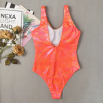 Shiny Orange Snakeskin Print Swimwear Women Sexy U Neck Slimming Backless Bathing Swimming Suit One Piece Swimsuit 2025 Monokini