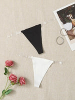 Ladies Sexy Invisible Casual Comfortable Black And White Solid Color Thong Combination C314