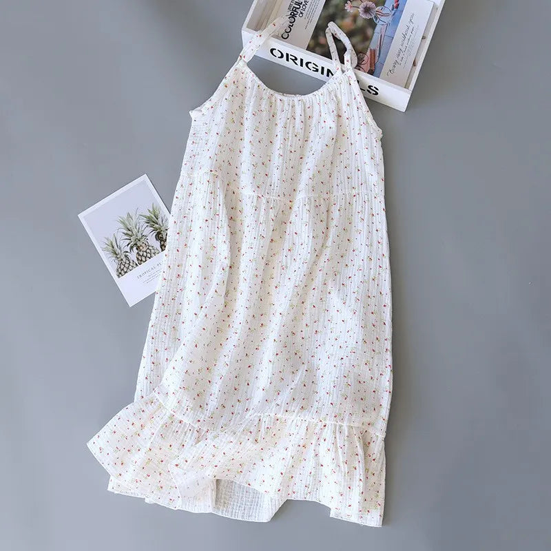 New Fashion Floral Print Long Nightgown Women's Lingerie Pure Cotton Comfortable Summer Nightwear Casual Home Wear Hot