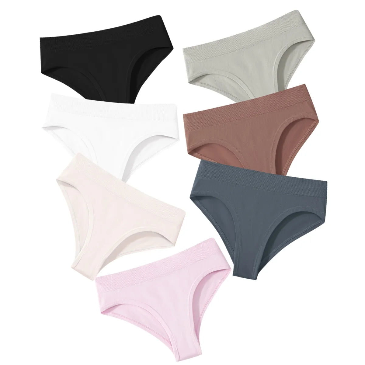 7Pcs/Set Panties Women Seamless Underwear High Rise Briefs Female Underpants Solid Color S-XXXL Sexy Lingerie Comfort Intimates
